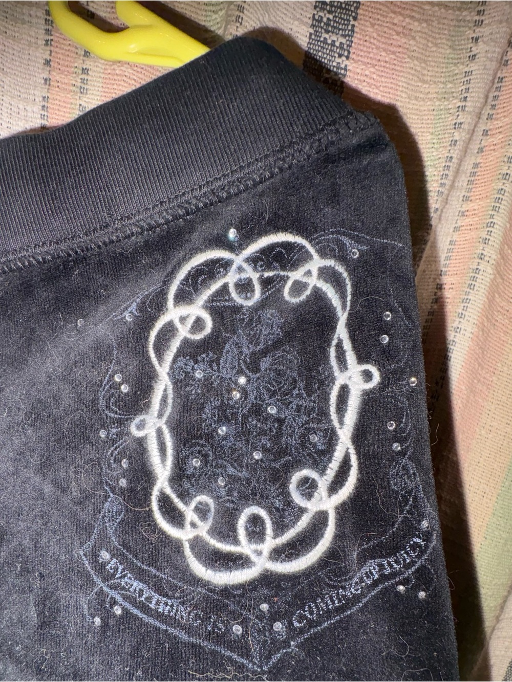 Juicy Couture Black Lounge Pants with Logo Patch & Gems - Picture 2 of 3